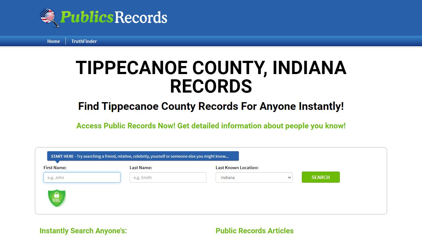 Find Tippecanoe County, Indiana Records!